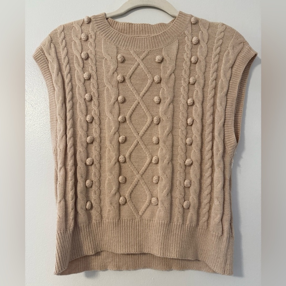 Debut Tan Cable Knit Sweater Vest